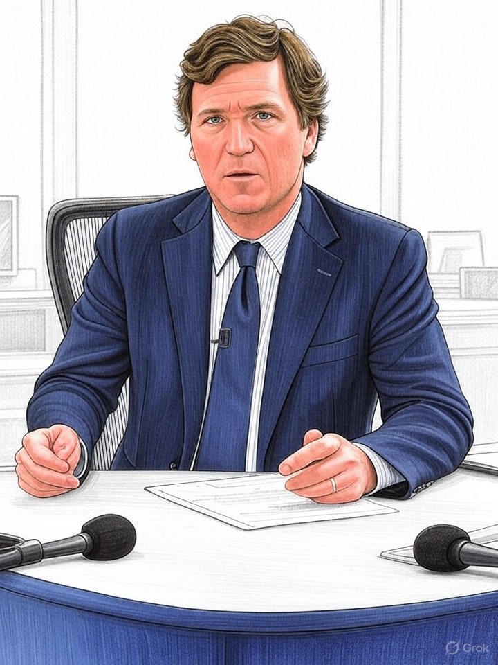Illustration for: Conservative Figures Divided Over Tucker Carlson’s Interview With Nick Fuentes