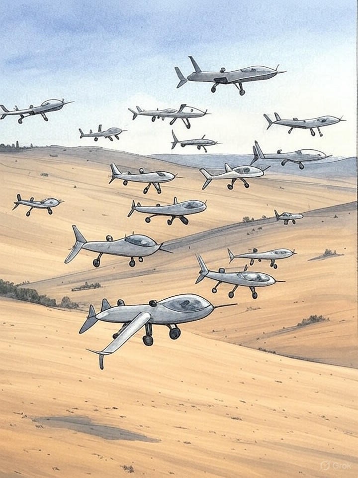 Illustration for: Army Secretary Outlines Drone Strategy, Military Readiness