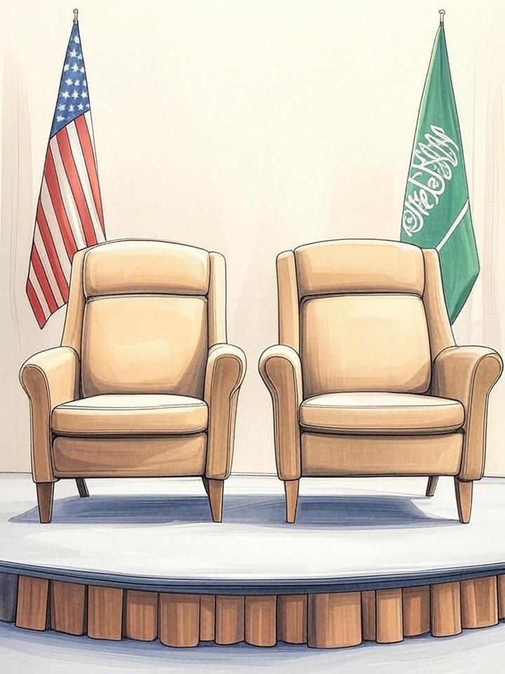 Illustration for: Trump Meets with Saudi Crown Prince, Discusses Investment and Khashoggi Killing