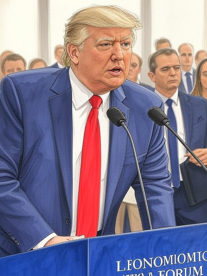 Illustration for: Trump Announces B-2 Bomber Expansion and Addresses Iran Tensions at World Economic Forum