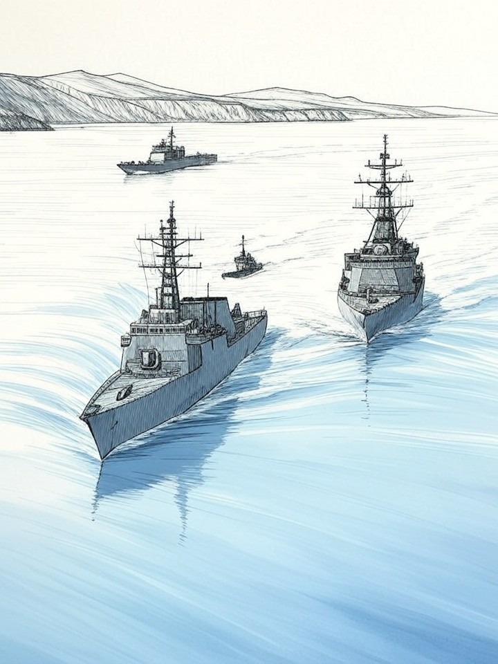 Illustration for: Iran Conducts Live-Fire Drills in Strait of Hormuz During Nuclear Talks with U.S.