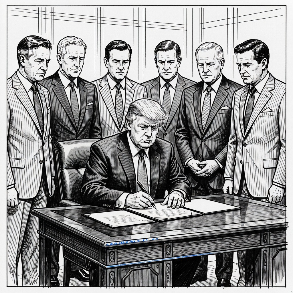 Illustration for: Supreme Court Strikes Down Tariffs; Trump Orders New 10% Levy Under Different Statute