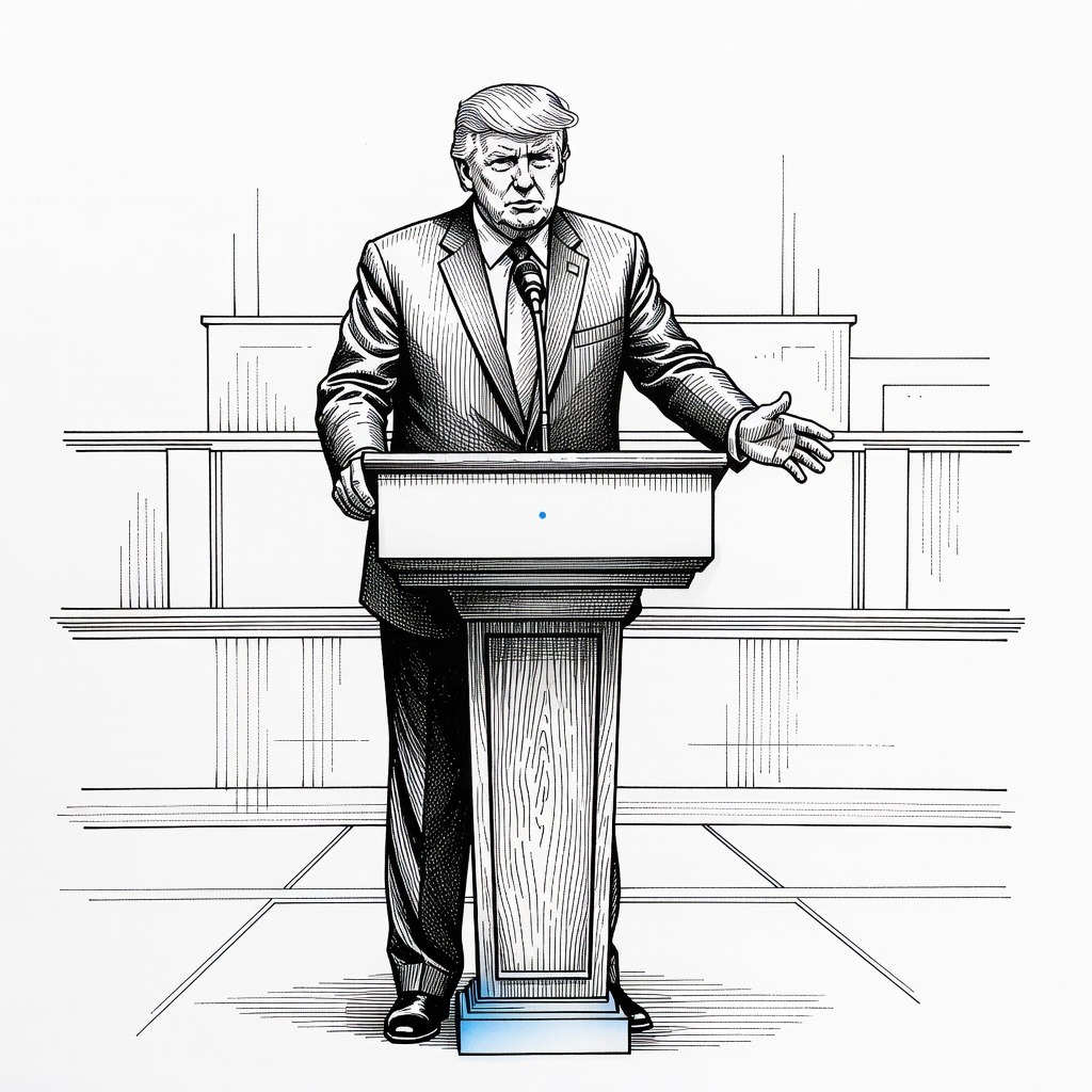 Illustration for: President Trump to Deliver State of the Union Amid Polling Slump and GOP Defections
