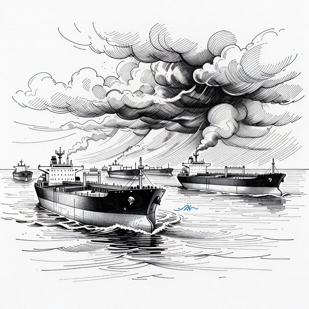 Illustration for: Markets tumble and oil prices surge following reported Strait of Hormuz blockade