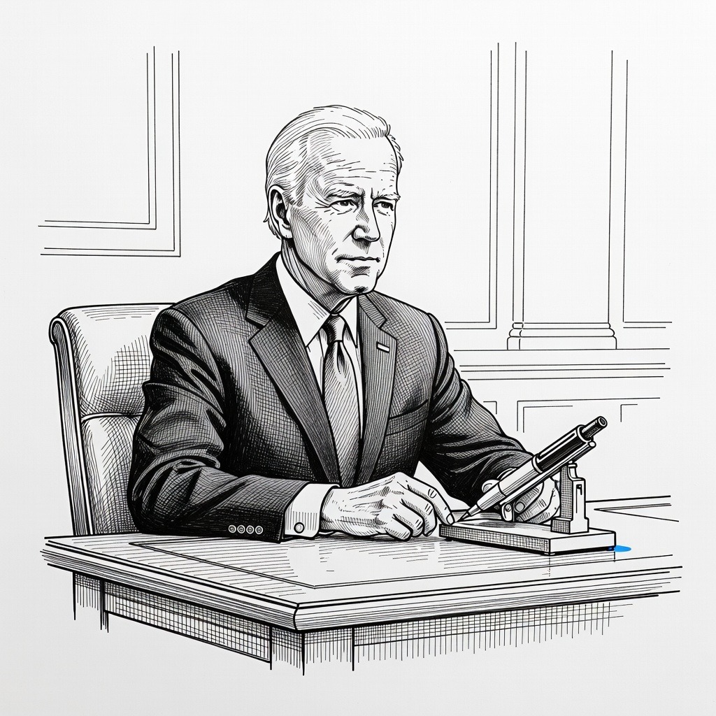 Illustration for: Conflicting Accounts Emerge on Status of Justice Department Probe Into Biden Autopen Use