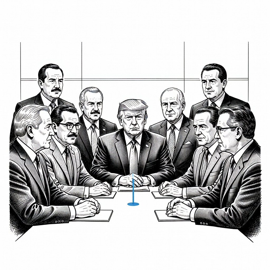 Illustration for: U.S. Hosts Latin American Leaders for 'Shield of the Americas' Security Summit