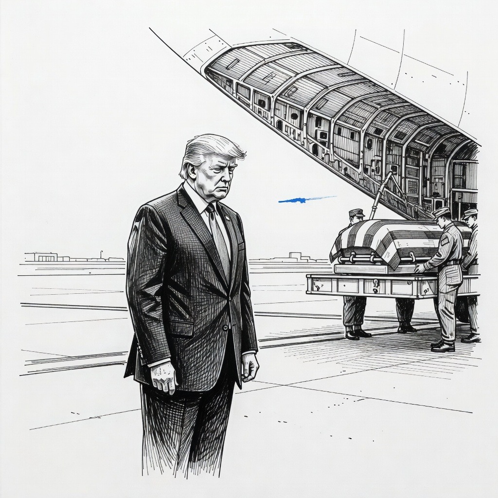 Illustration for: US Officials Adjust Schedules to Honor Soldiers Killed in Kuwait Strike