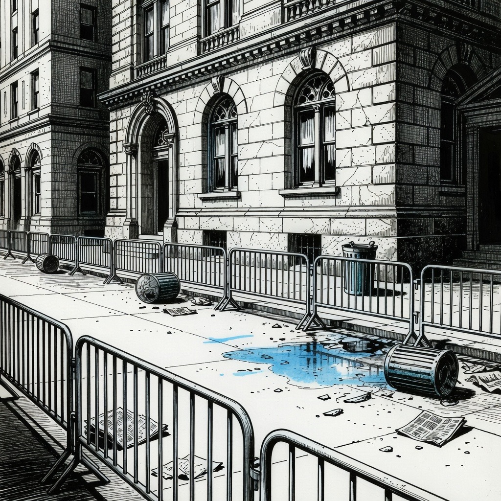 Illustration for: Arrests Made After Ignited Devices Thrown at Protests Near NYC Mayor's Residence