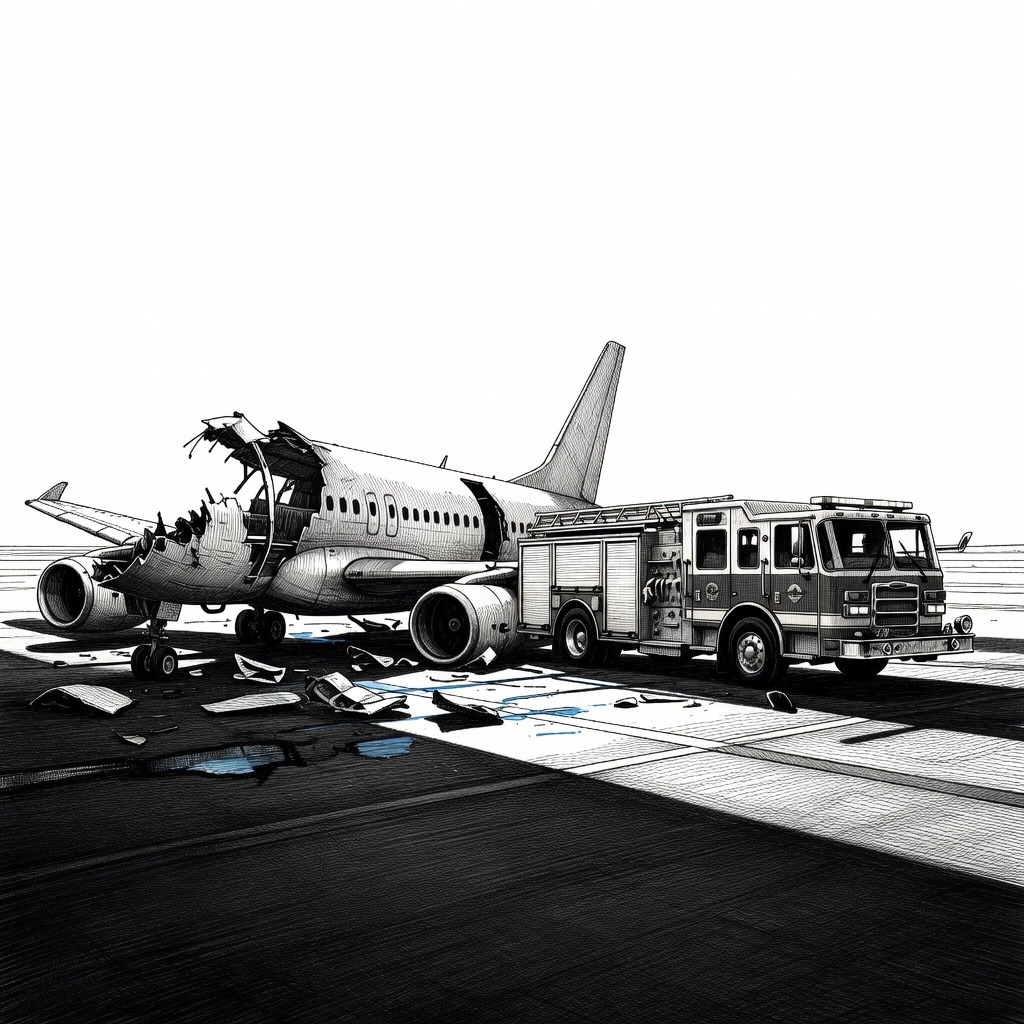 Illustration for: Two Pilots Killed After Passenger Jet Collides With Fire Truck at LaGuardia Airport
