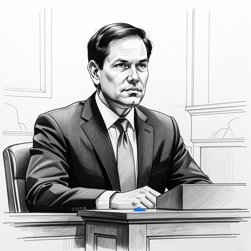Illustration for: Secretary of State Marco Rubio Testifies in Trial of Former Congressman