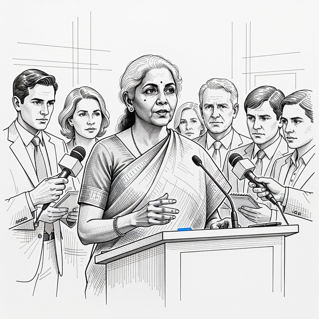 Illustration for: India Reduces Fuel Taxes Amid Record Capital Outflows and Global Oil Disruptions