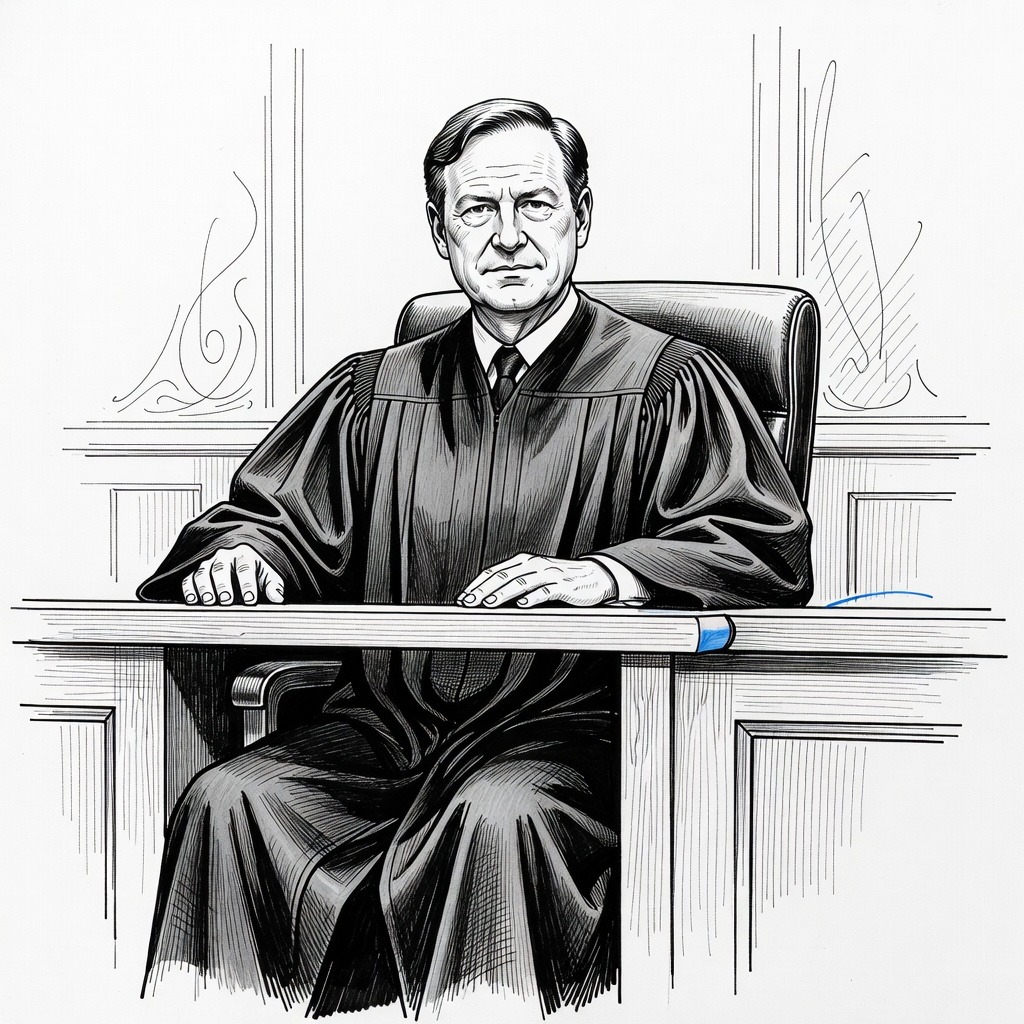 Illustration for: Supreme Court Justice Samuel Alito Treated for Dehydration Following March Event