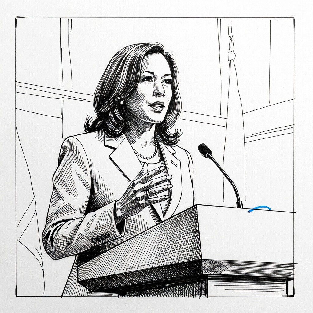 Illustration for: Kamala Harris Indicates Potential 2028 Presidential Run at New York Convention
