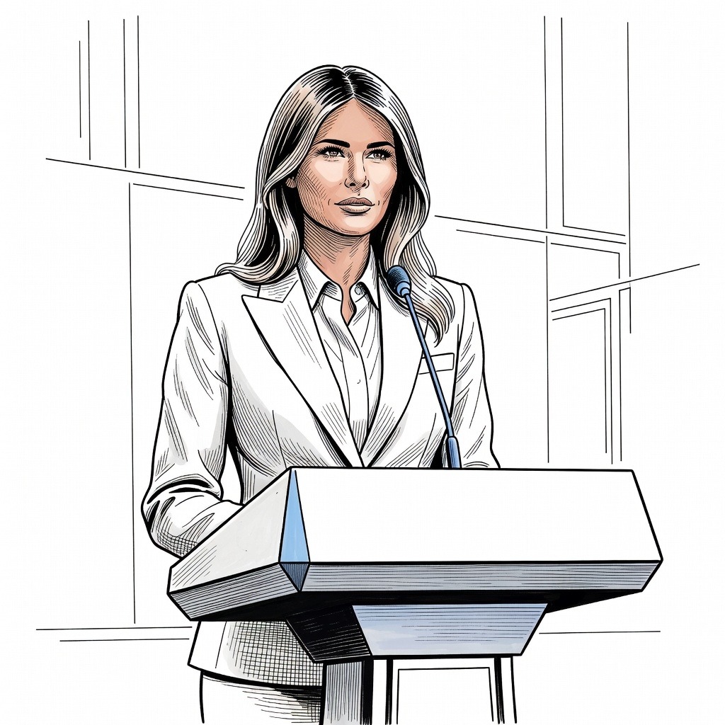 Illustration for: First Lady Melania Trump Denies Epstein Ties, Calls for Congressional Survivor Hearings