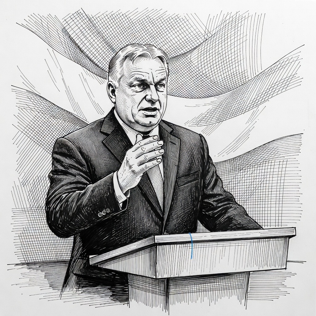 Illustration for: Hungarian Prime Minister Viktor Orbán Trails in Polls Ahead of Sunday Elections