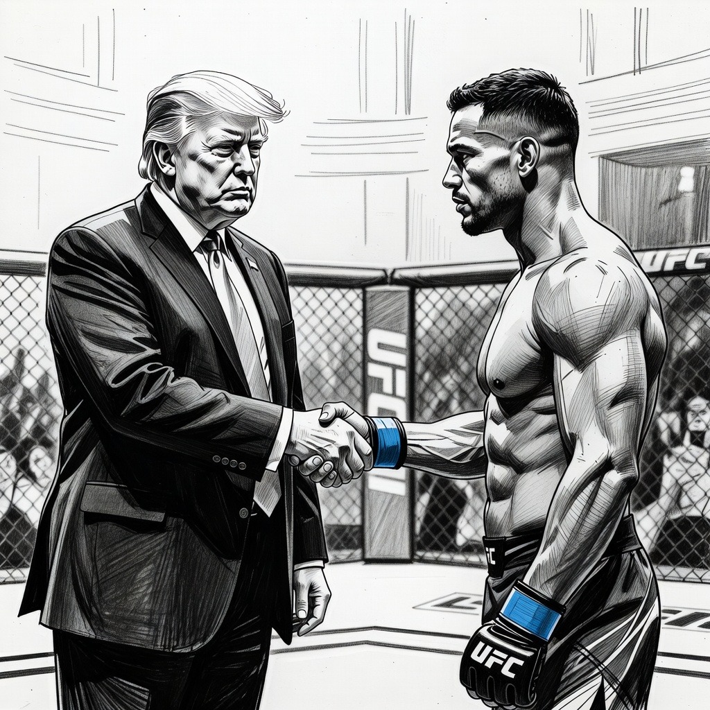 Illustration for: President Trump Attends UFC 327 in Miami
