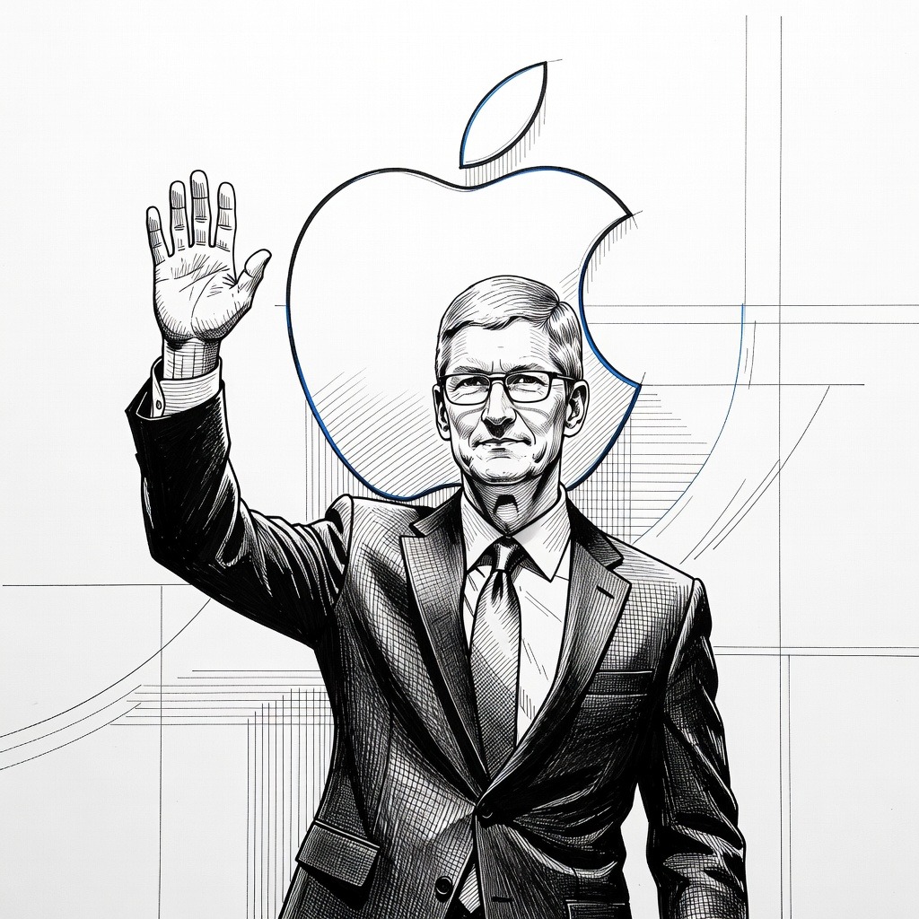 Illustration for: Apple Announces CEO Tim Cook Will Step Down in September, Succeeded by John Ternus