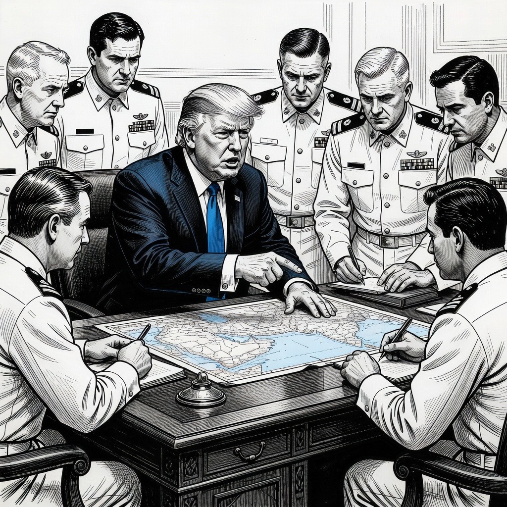 Illustration for: U.S. and Iran Engage in Naval Standoff in the Strait of Hormuz Amid Ceasefire