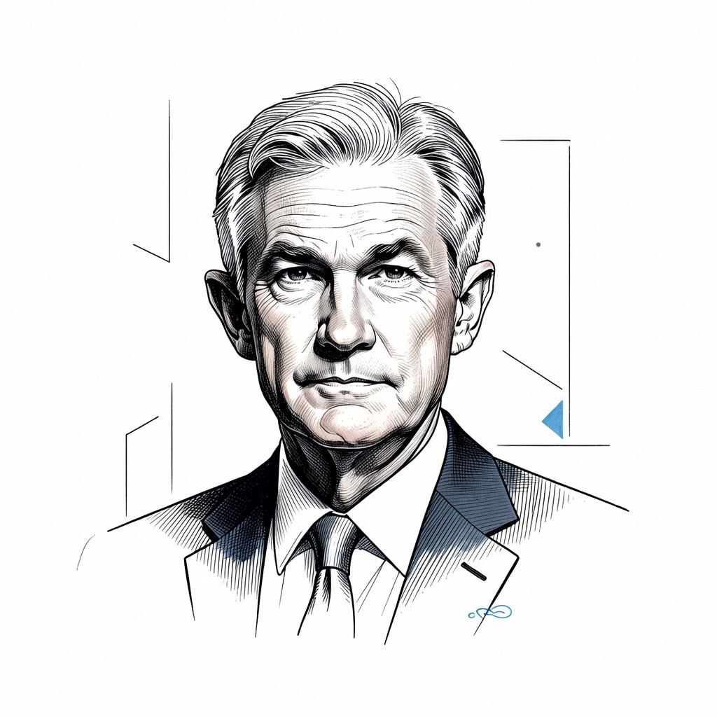 Illustration for: Federal Reserve Expected to Maintain Interest Rates as Chairman Powell's Term Concludes