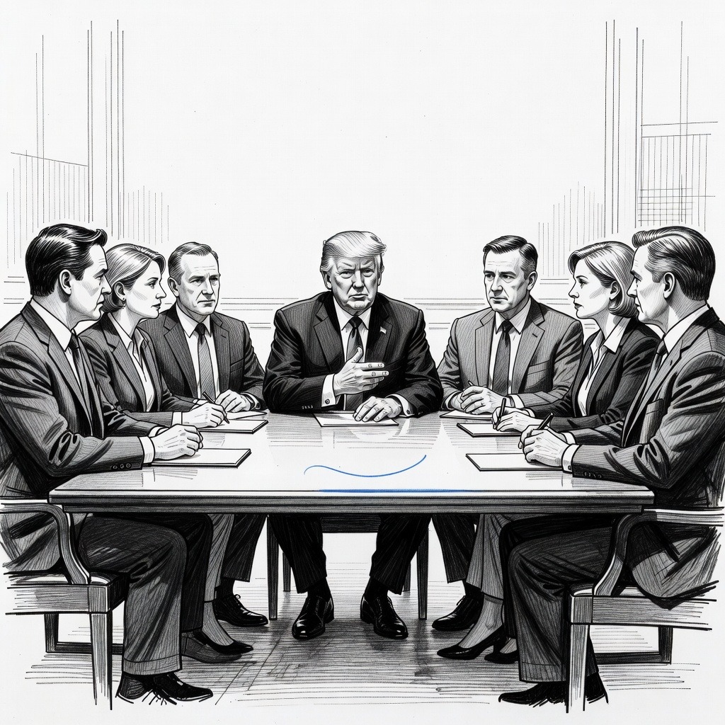 Illustration for: White House Meets with Oil Executives Amid Iranian Blockade and Surging Fuel Prices