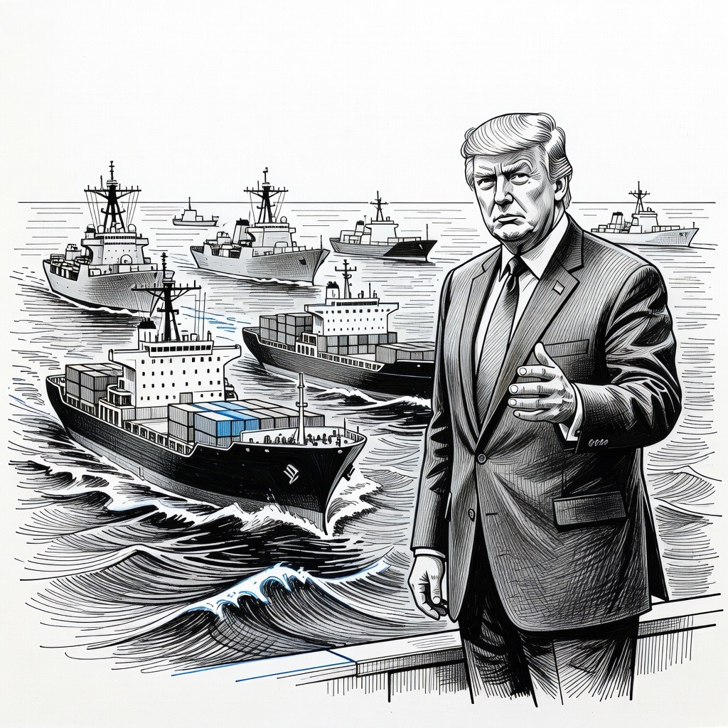 Illustration for: U.S. Launches 'Project Freedom' to Escort Shipping in Strait of Hormuz