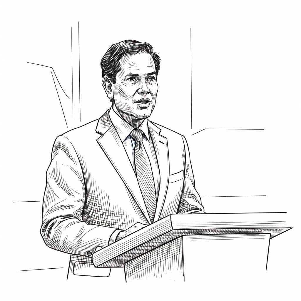 Illustration for: Secretary of State Marco Rubio Leads White House Press Briefing Amid Expanding Administration Roles