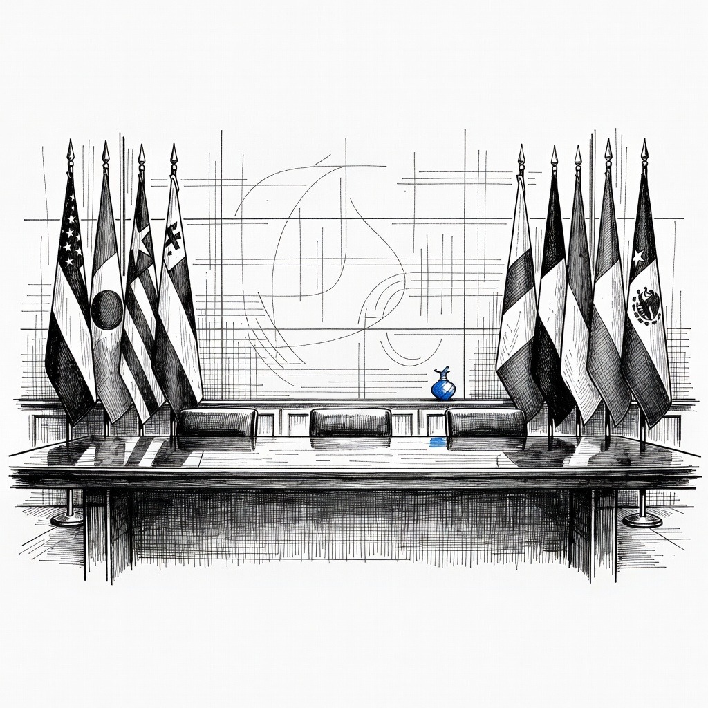 Illustration for: President Trump Travels to China for Summit with Xi Jinping