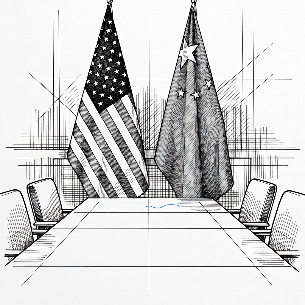 Illustration for: U.S. President Trump Travels to Beijing for Summit with Chinese President Xi Jinping