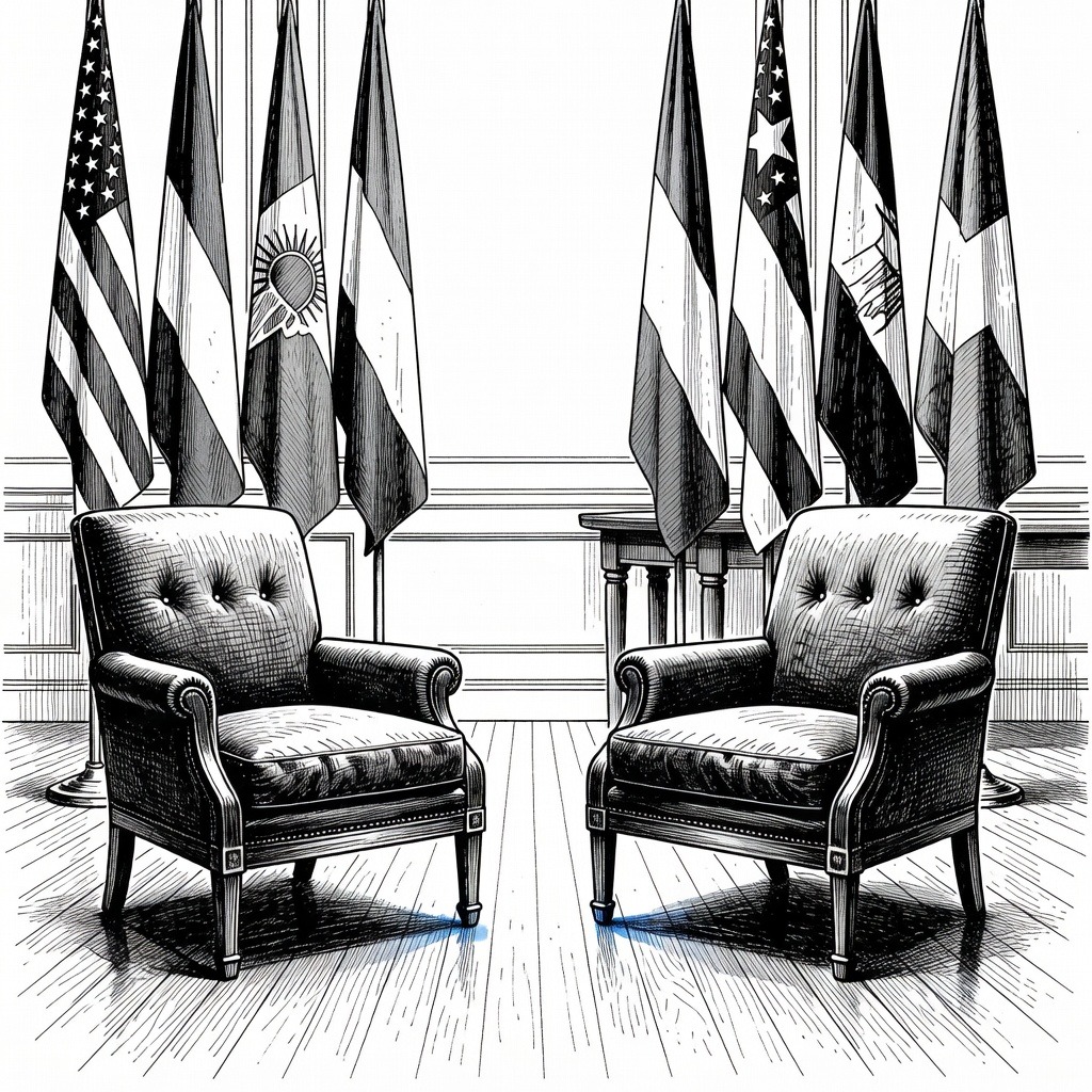 Illustration for: U.S. and China Discuss Iran, Taiwan, and Trade During Two-Day Beijing Summit