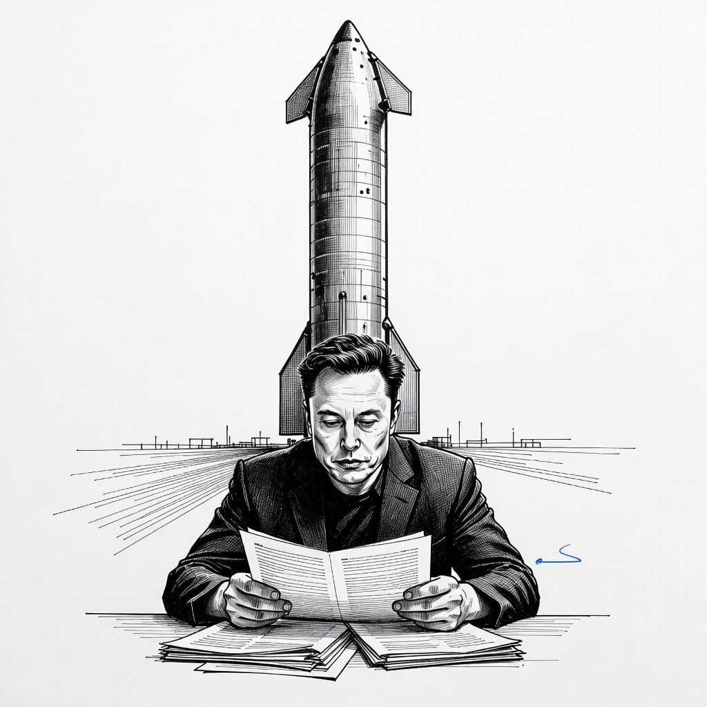 Illustration for: SpaceX Files for Nasdaq Public Offering as Starship Test Flight is Rescheduled