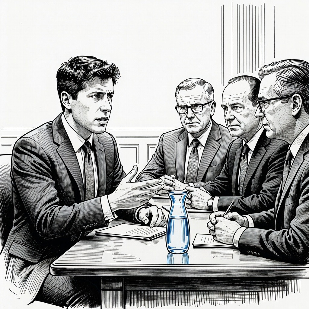 Illustration for: OpenAI CEO Sam Altman Meets with Lawmakers and Administration Officials on AI Regulation