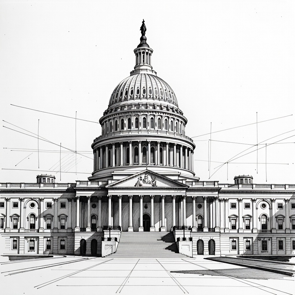 Illustration for: Senate Advances Immigration Bill Amid Dispute Over Funding Provisions