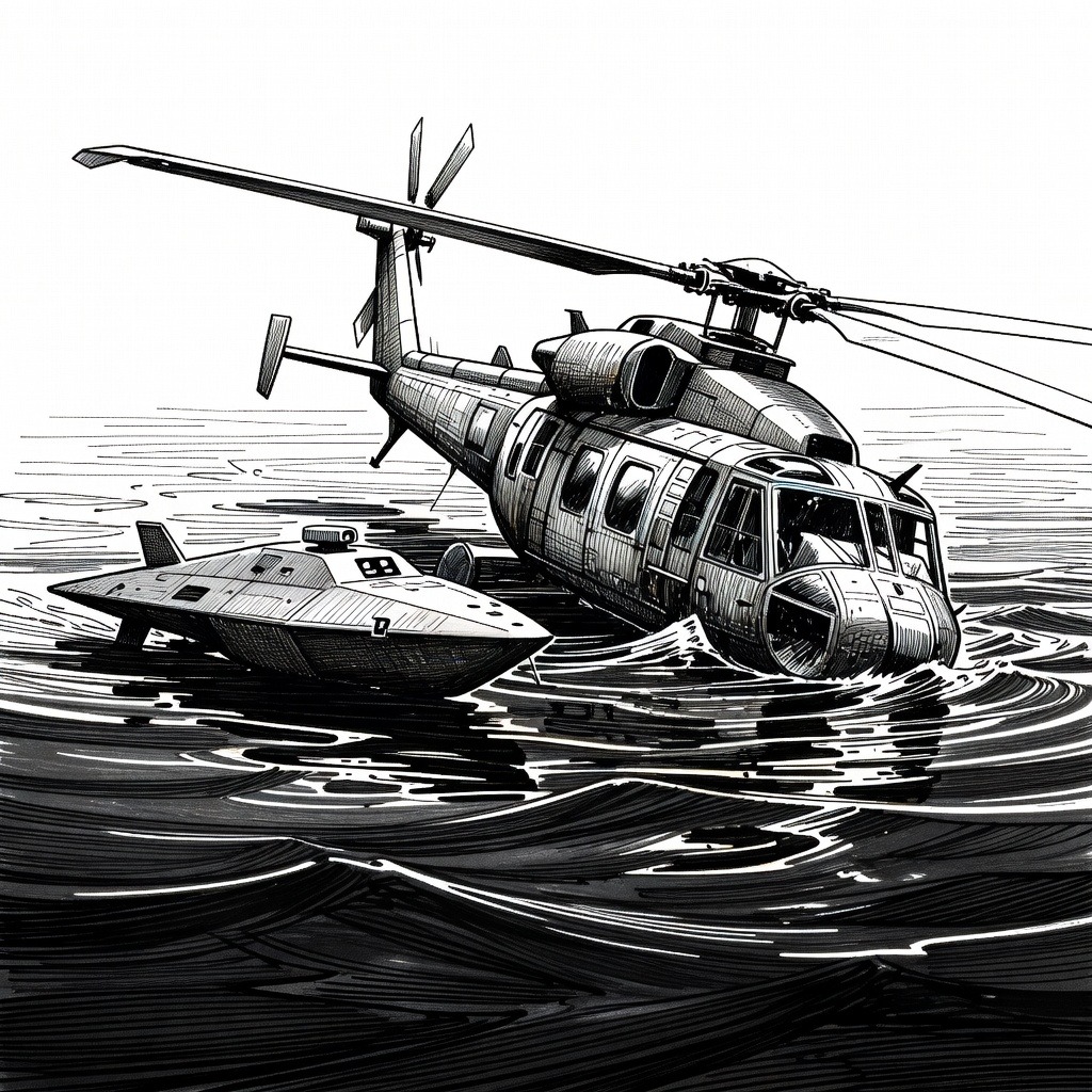 Illustration for: US Military Helicopter Crashes Near Strait of Hormuz, Crew Rescued by Drone