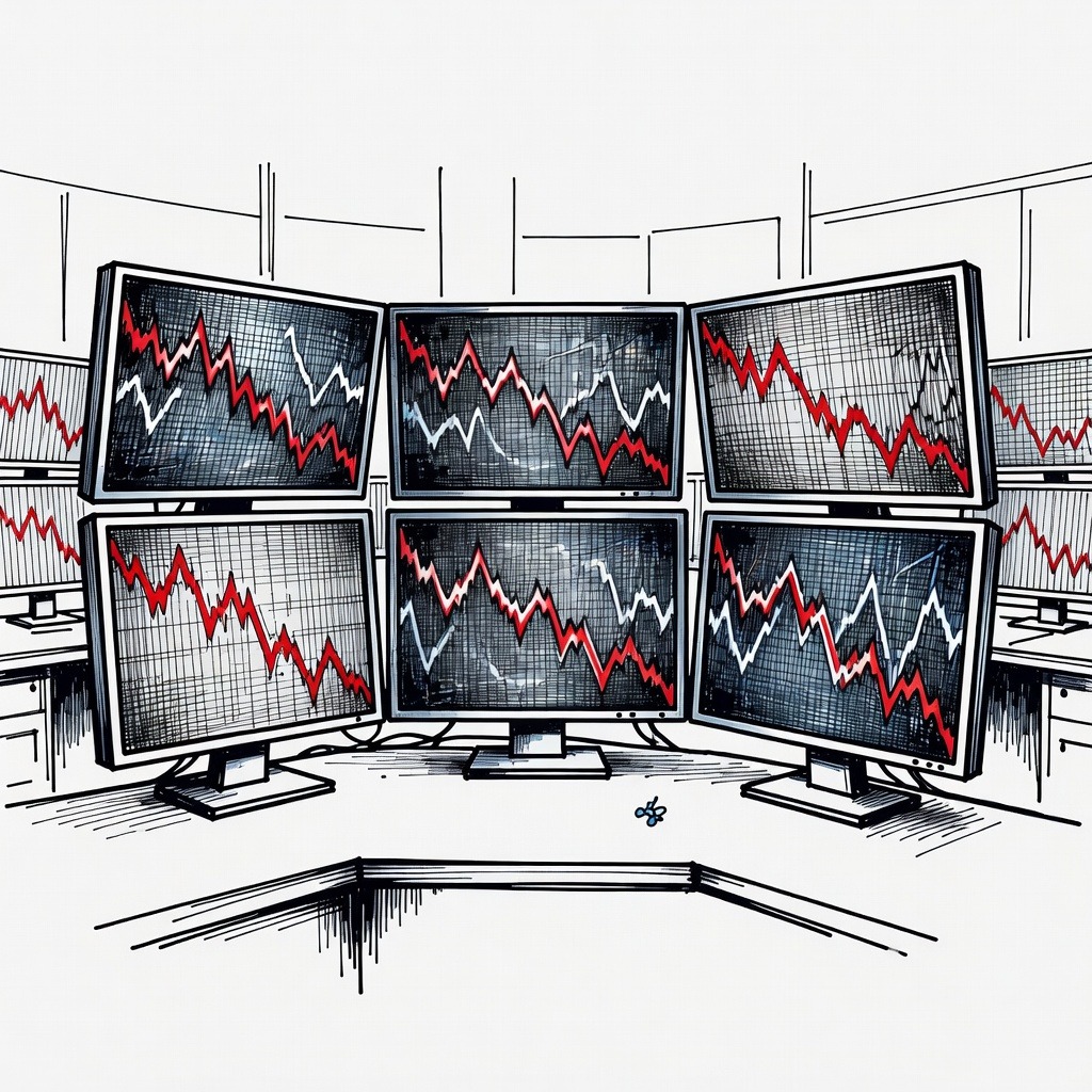 Illustration for: Global Technology Stocks Decline Amid Wave of New Artificial Intelligence Fundraising