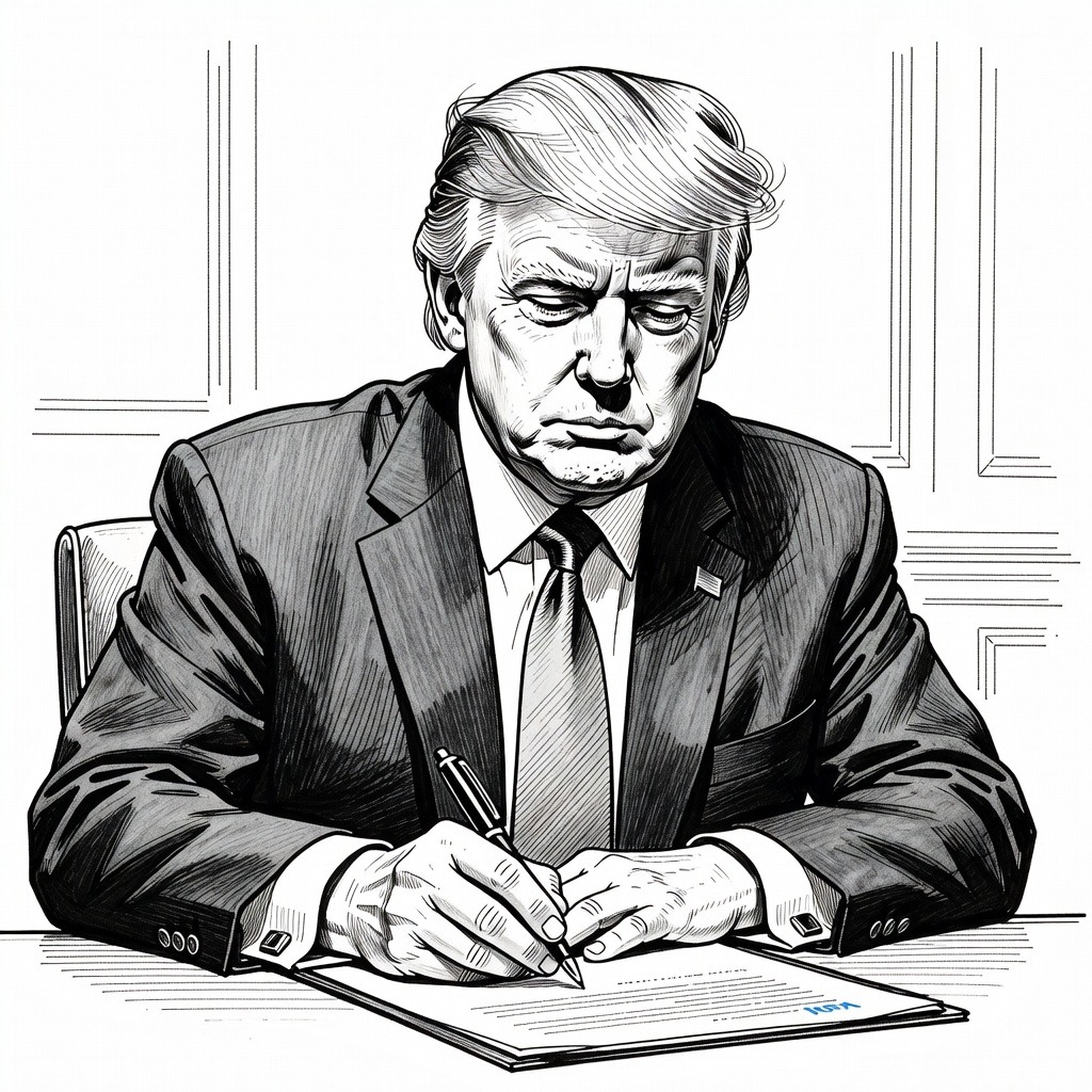 Illustration for: Trump Signs $70 Billion Funding Bill for Federal Immigration Agencies