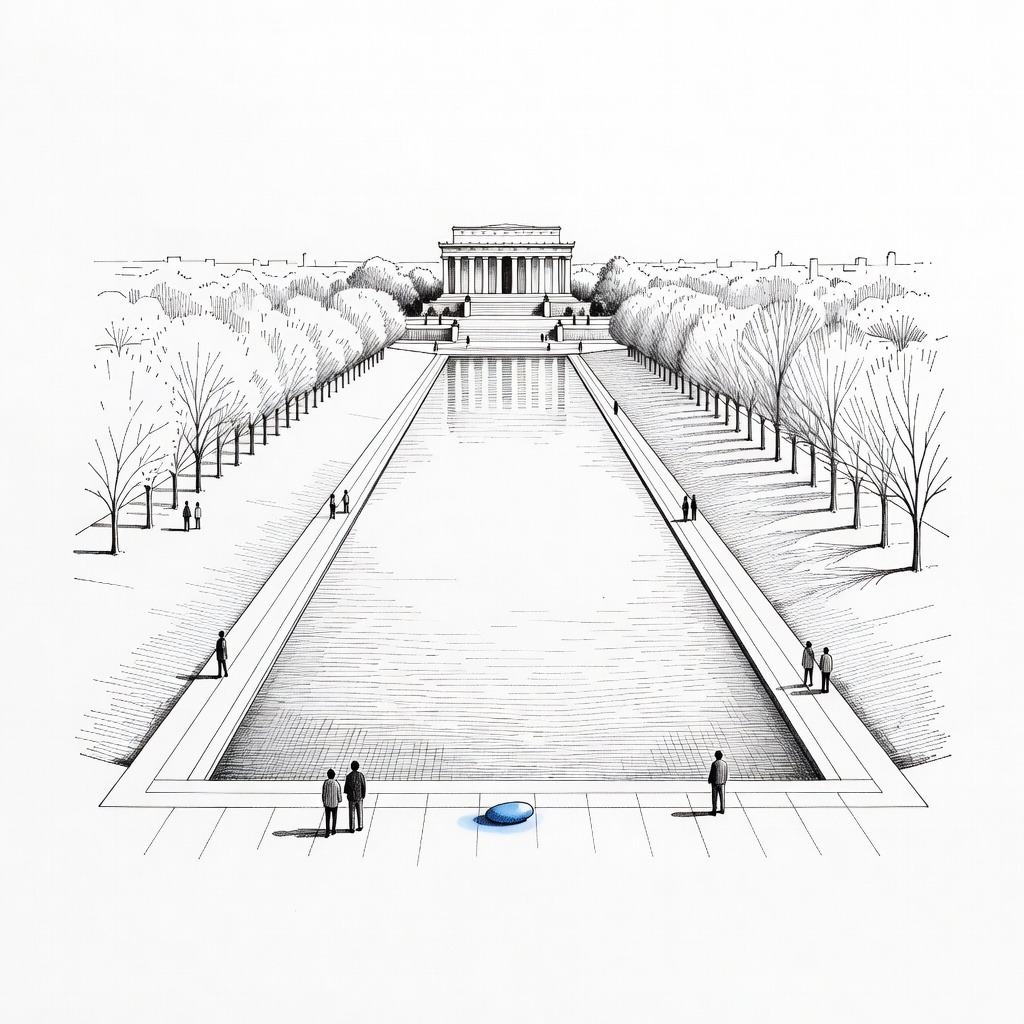 Illustration for: Interior Secretary Defends Reflecting Pool Renovation Costs and Blames Vandals for Damage