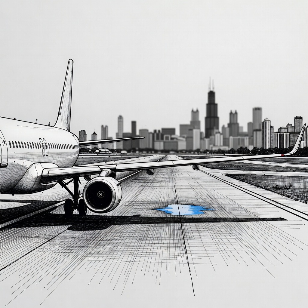 Illustration for: Delta Air Lines Plane Struck by Firework During Landing in Chicago