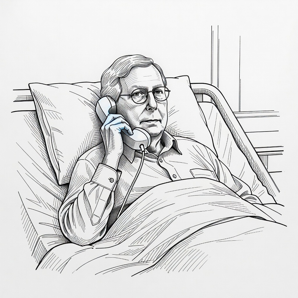 Illustration for: Hospitalized Senator Mitch McConnell Holds Phone Calls With GOP Leaders