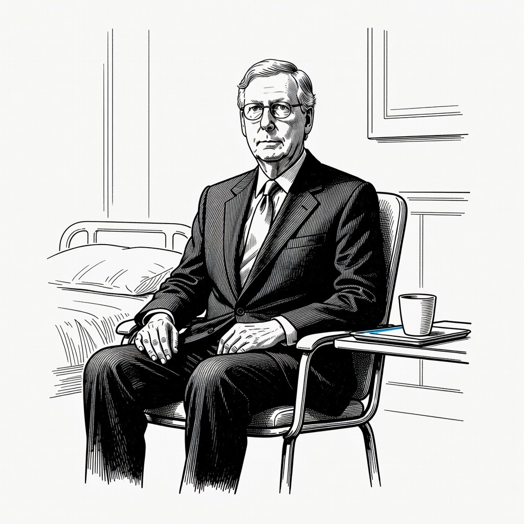 Illustration for: Kentucky Governor Requests Health Update from Senator Mitch McConnell Following Weeks of Hospitalization