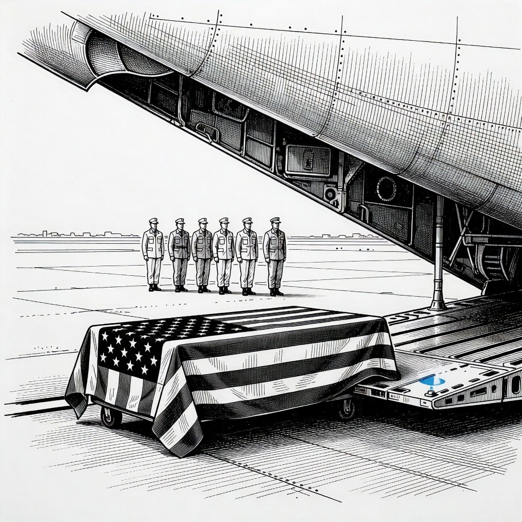 Illustration for: President Trump Attends Dignified Transfer of Service Members Killed in Middle East