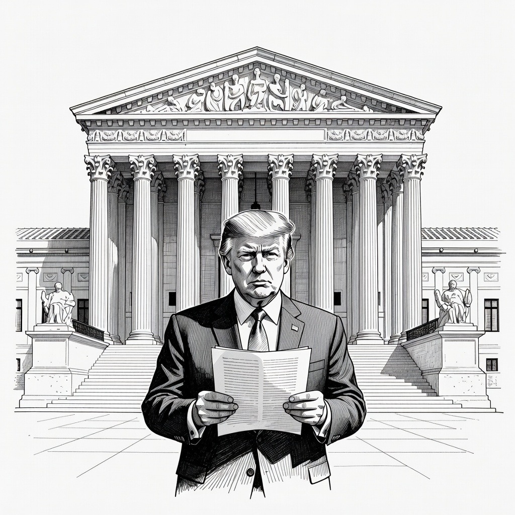 Illustration for: Trump and DOJ Ask Supreme Court to Overturn $83.3 Million Defamation Judgment