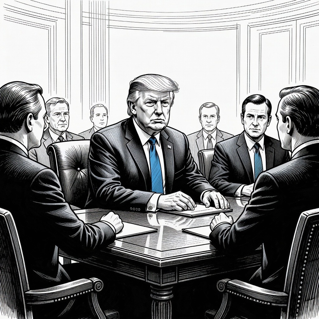 Illustration for: Trump Meets Individually With Leaders of Ukraine and Israel at White House