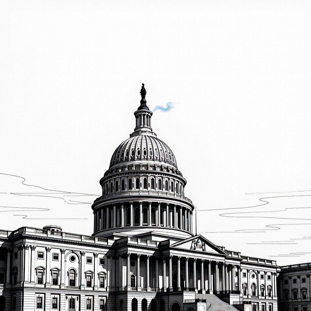 Illustration for: Acting Attorney General Todd Blanche Meets Republican Senators to Secure Confirmation Votes