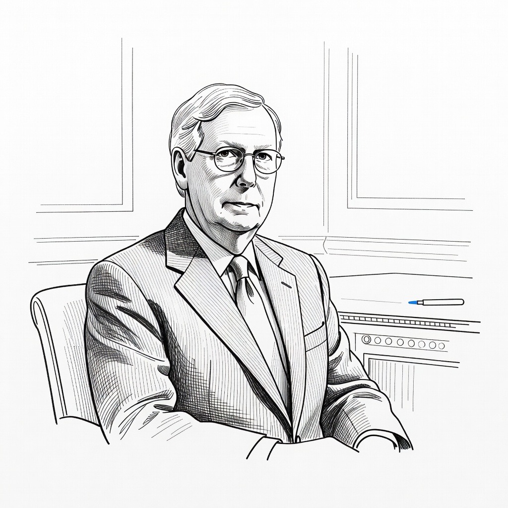 Illustration for: Senator Mitch McConnell Discharged from Rehabilitation Facility to Continue Recovery at Home