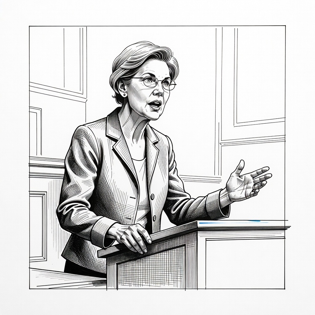 Illustration for: Senator Warren Requests Major Corporations Distribute Tariff Refunds to Customers
