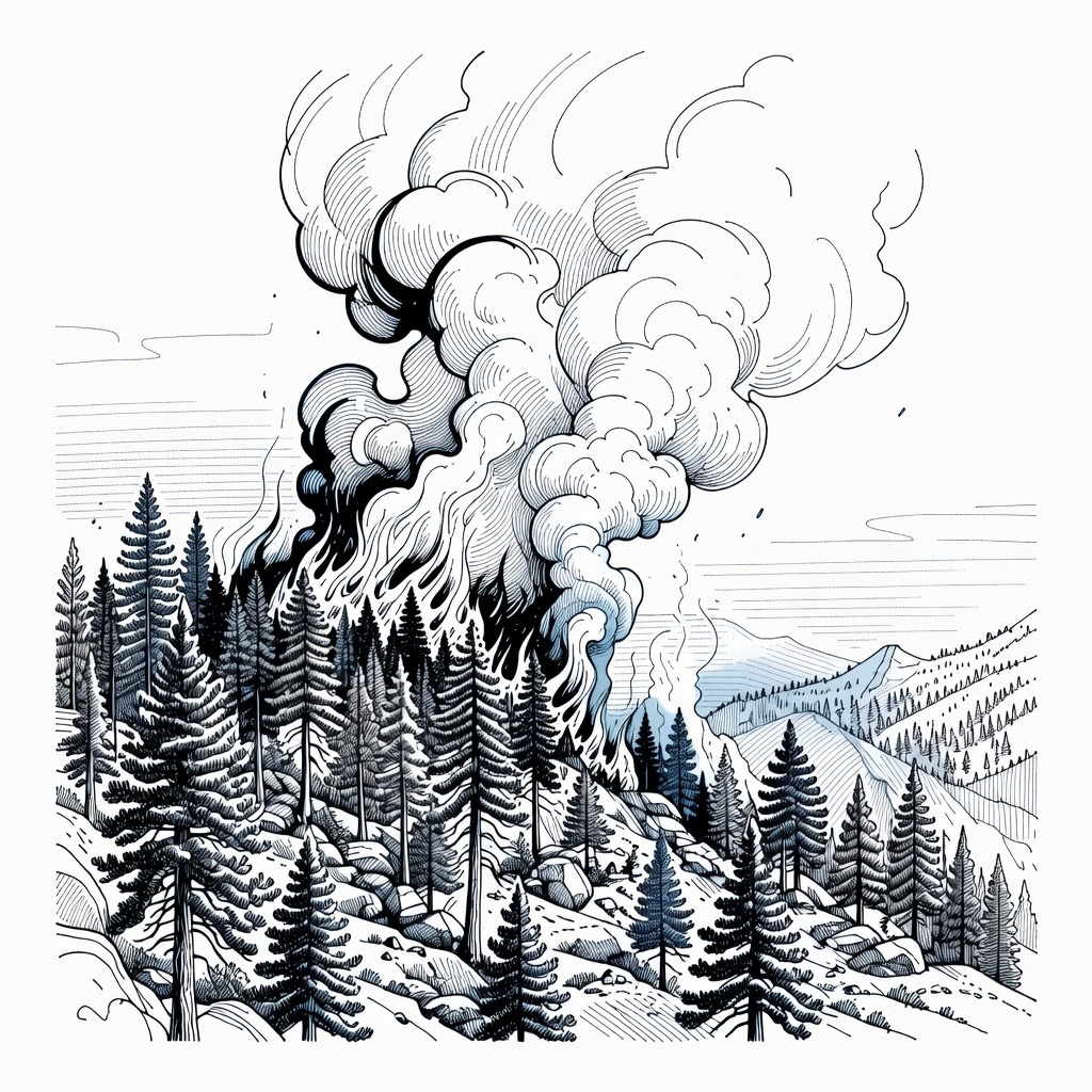 Illustration for: Wildfires Trigger Mass Evacuations and Casualties Across Western US and Canada