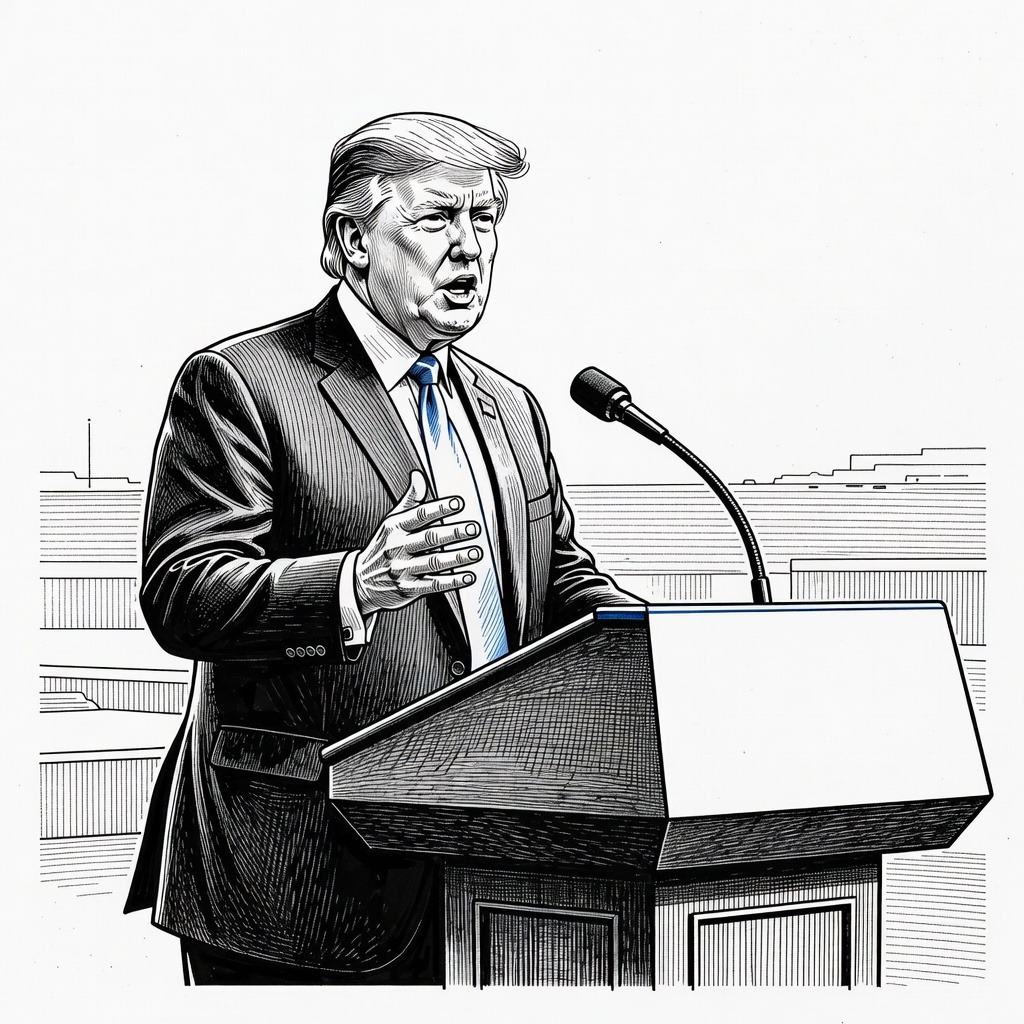 Illustration for: Trump Addresses Secret Plane Switch on Flight From Turkey