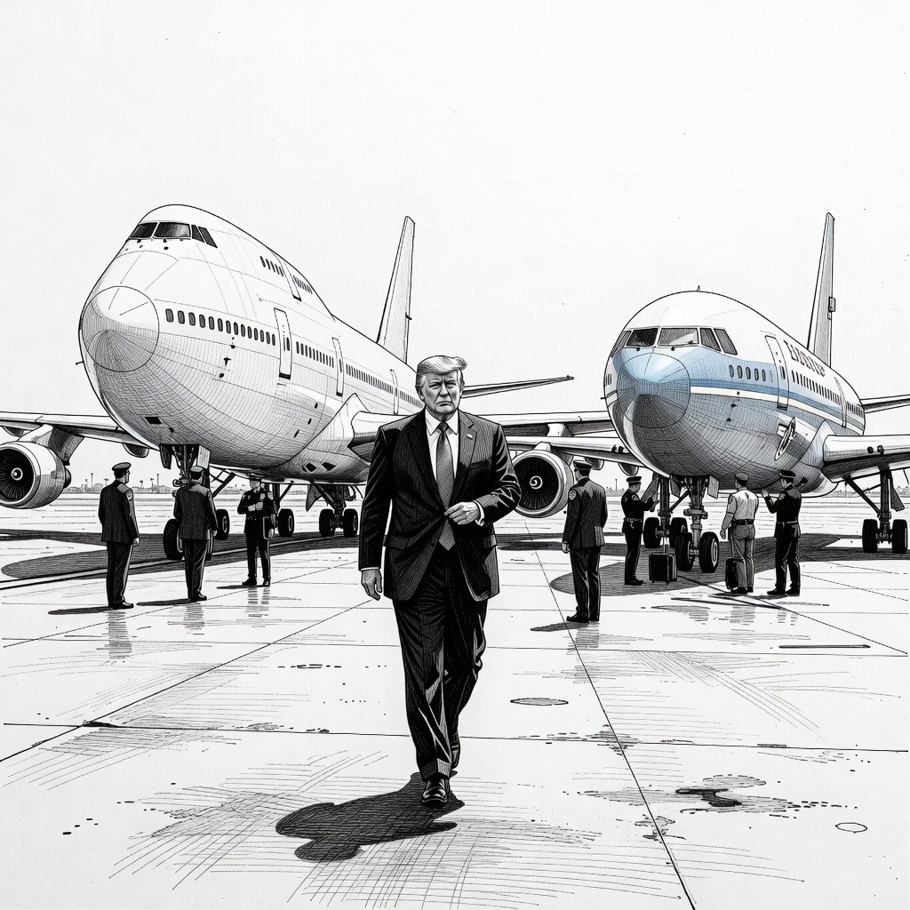 Illustration for: White House Correspondents’ Association Seeks New Protocols After Trump's Secret Plane Switch