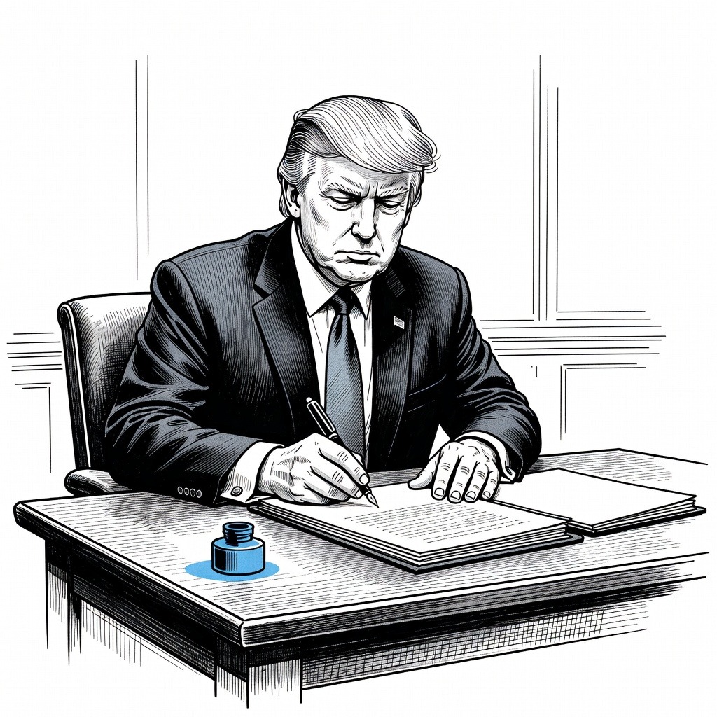 Illustration for: Trump Imposes New Drone Tariffs and Orders Navy Shipbuilding Changes
