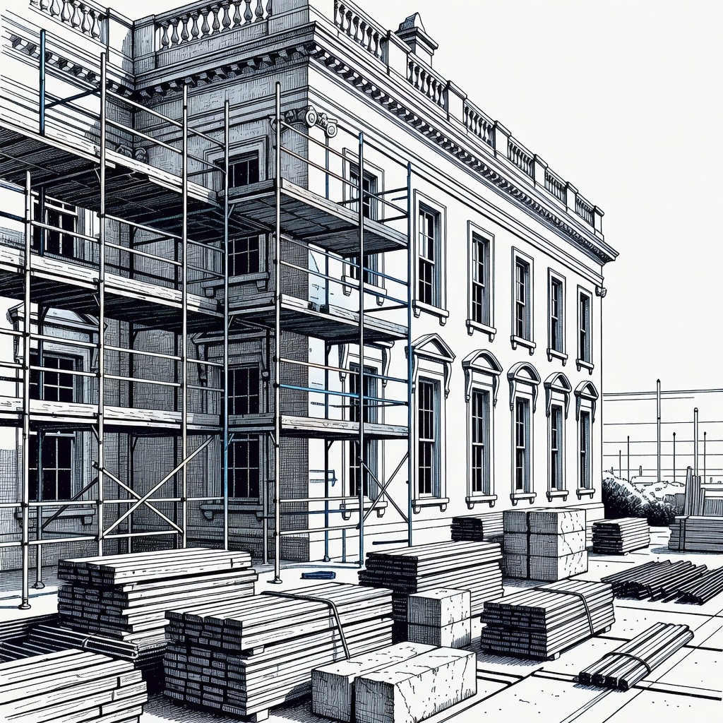 Illustration for: Trump Administration Requests Supreme Court Intervention to Allow White House Construction